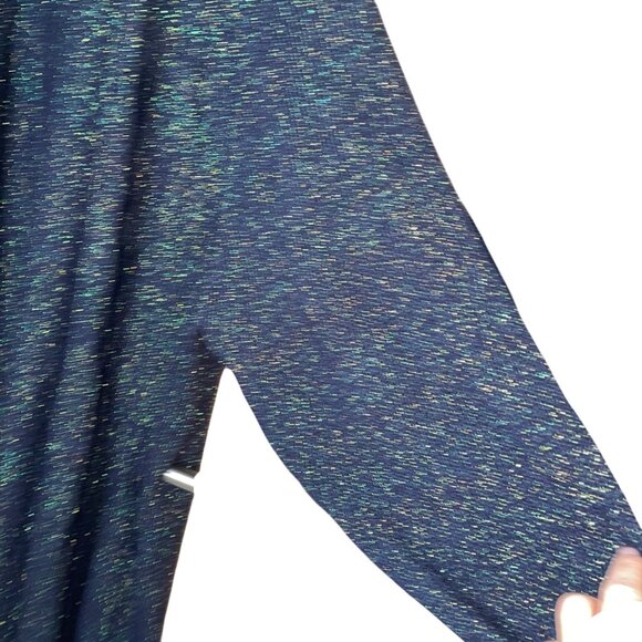 Vintage Womens Duster Sweater Size XL Deep Navy Green Metallic Handmade Casual - Picture 8 of 16